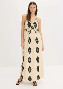 Vestido largo de mezcla de lino ligero