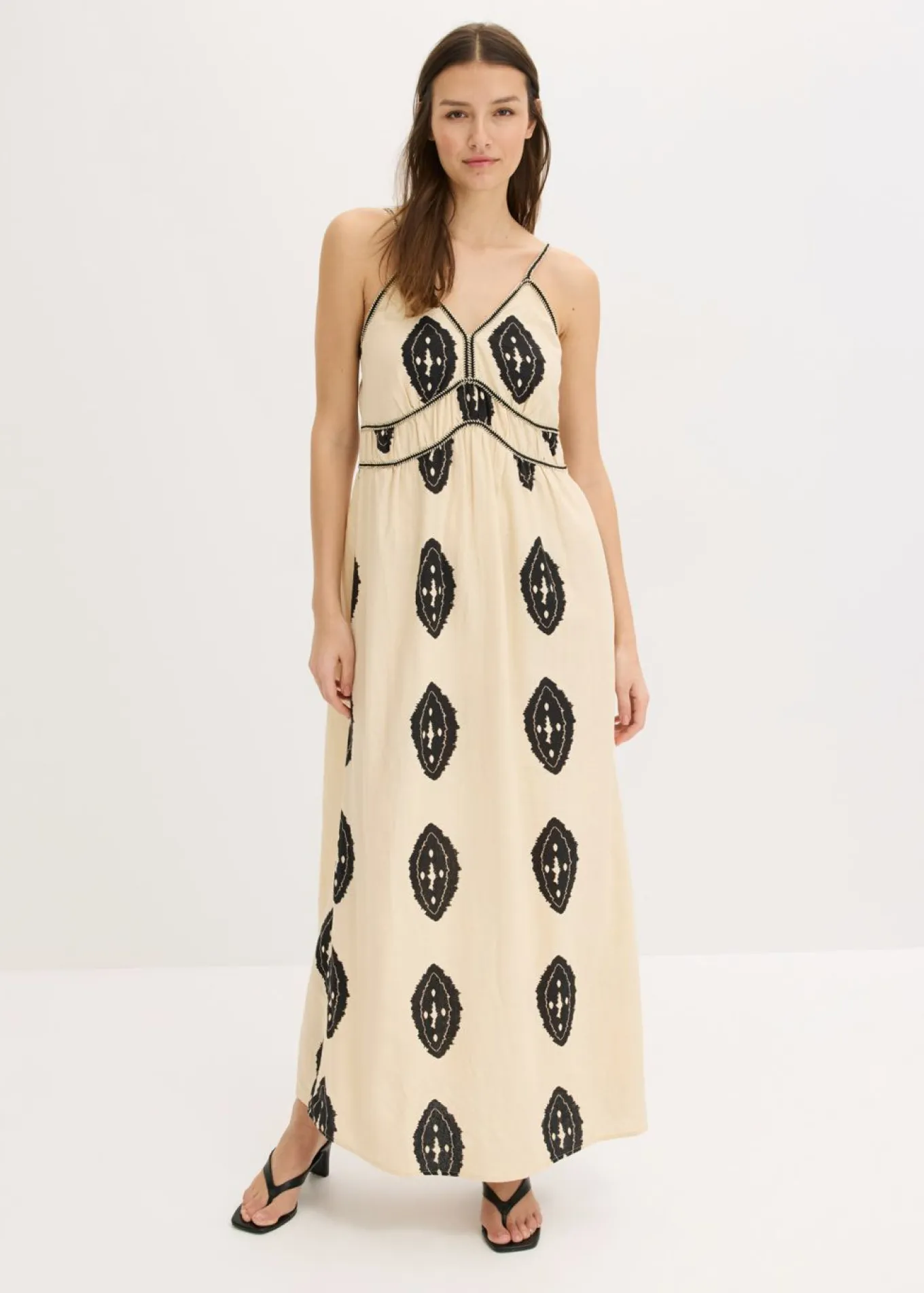 Vestido largo de mezcla de lino ligero
