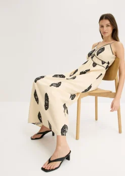 Vestido largo de mezcla de lino ligero