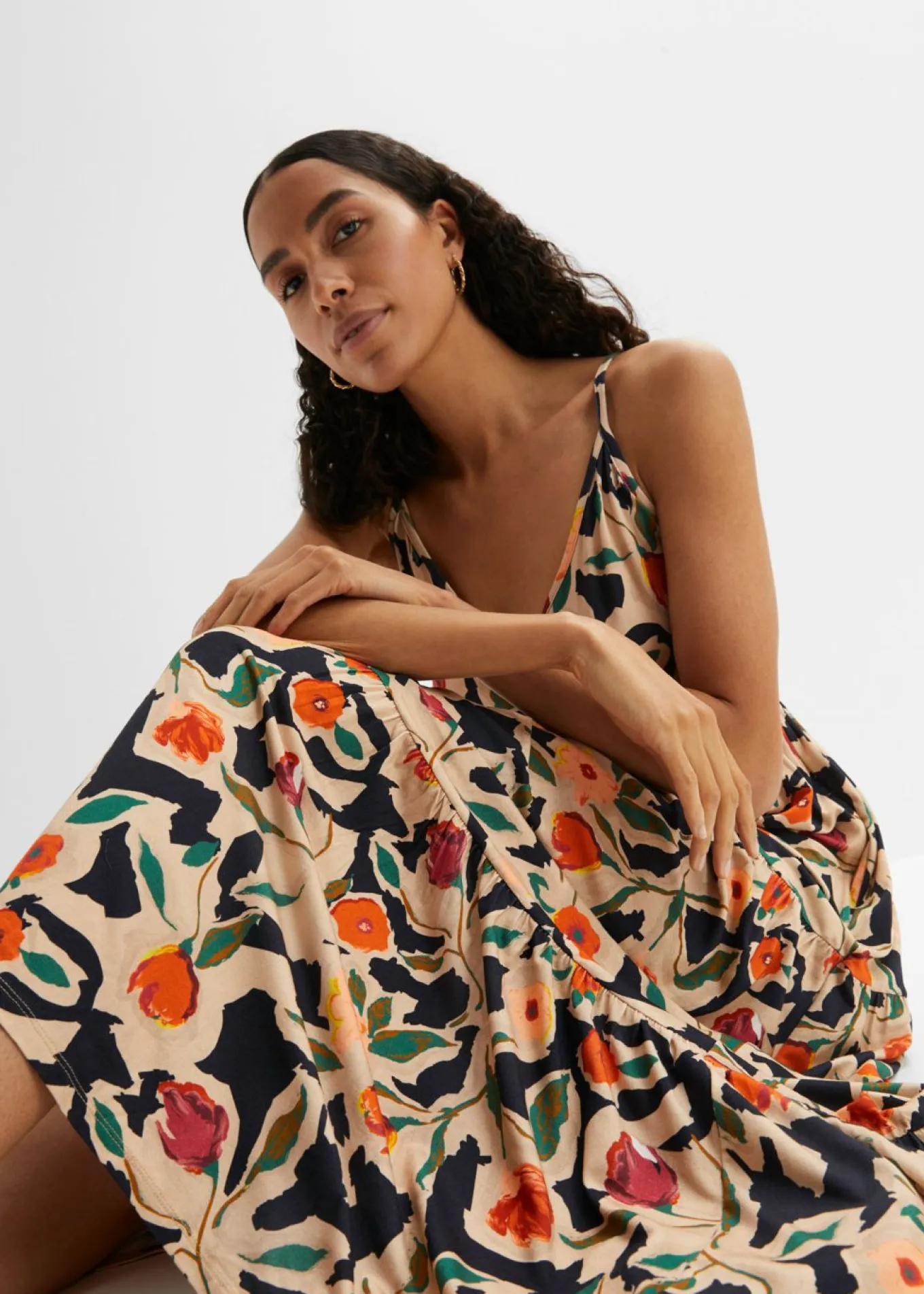 Vestido largo de mezcla de viscosa suave