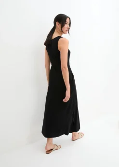 Vestido largo de mezcla de algodón y viscosa