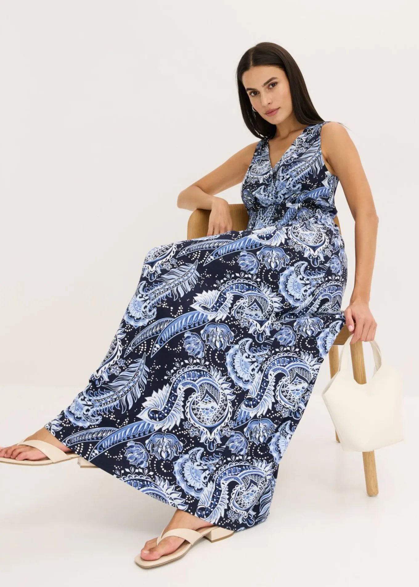 Vestido largo de mezcla de viscosa suave