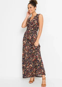 Vestido largo de mezcla de viscosa