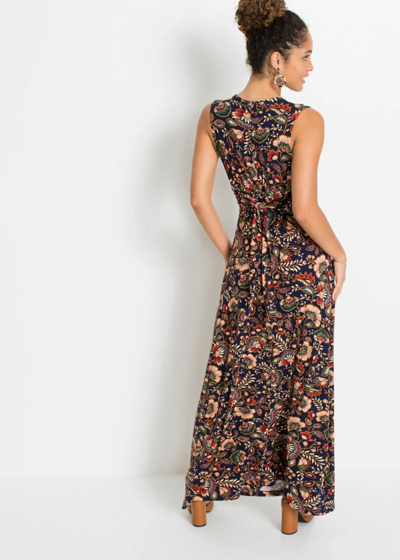 Vestido largo de mezcla de viscosa
