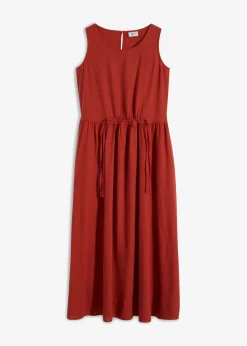 Vestido largo de mezcla ligera de lino y viscosa