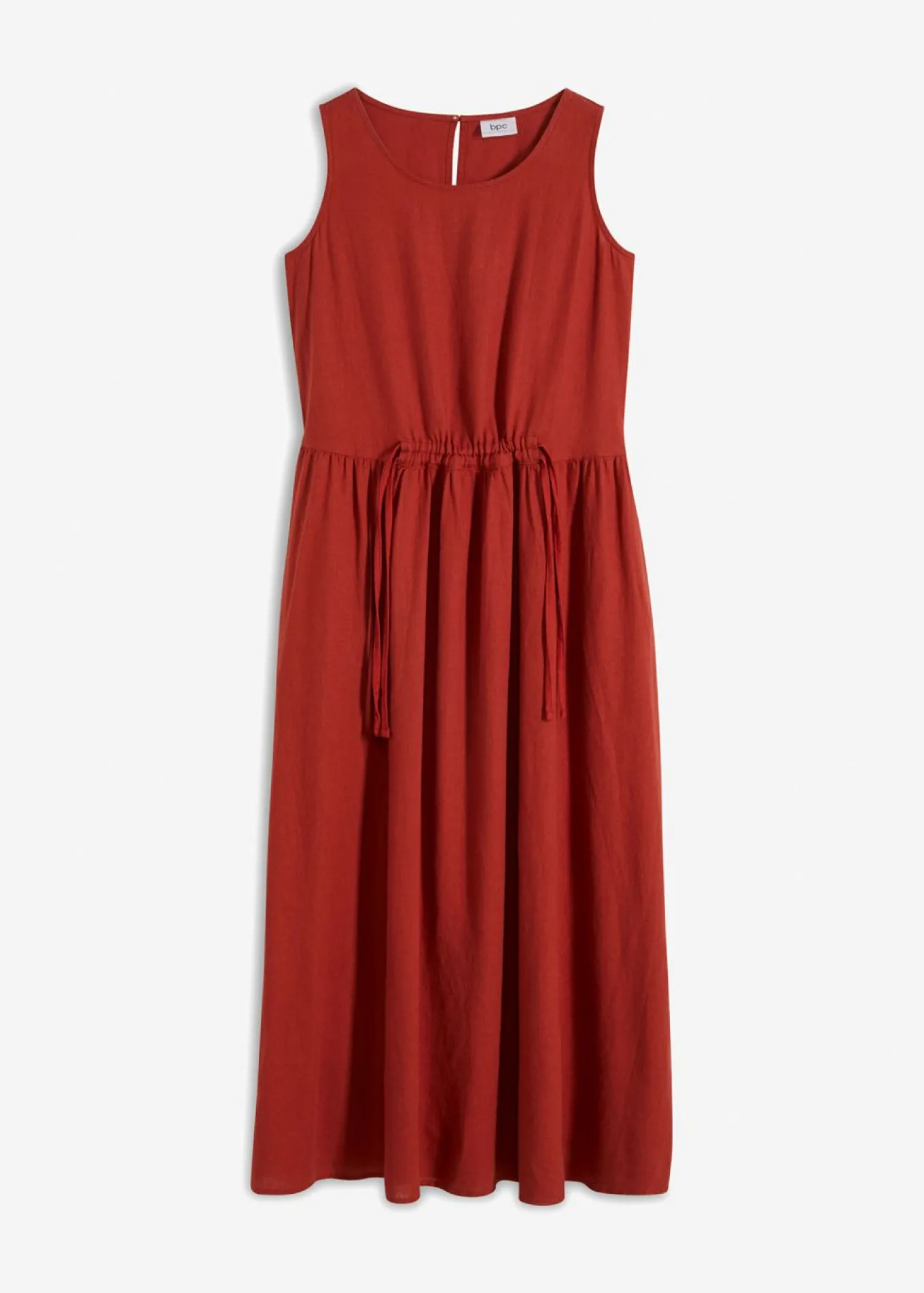 Vestido largo de mezcla ligera de lino y viscosa