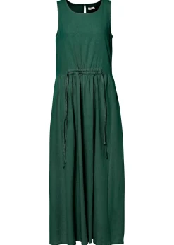 Vestido largo de mezcla ligera de lino y viscosa