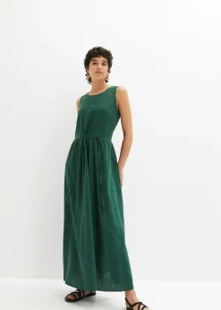 Vestido largo de mezcla ligera de lino y viscosa