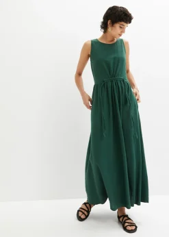 Vestido largo de mezcla ligera de lino y viscosa