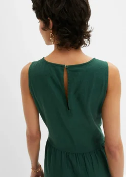 Vestido largo de mezcla ligera de lino y viscosa