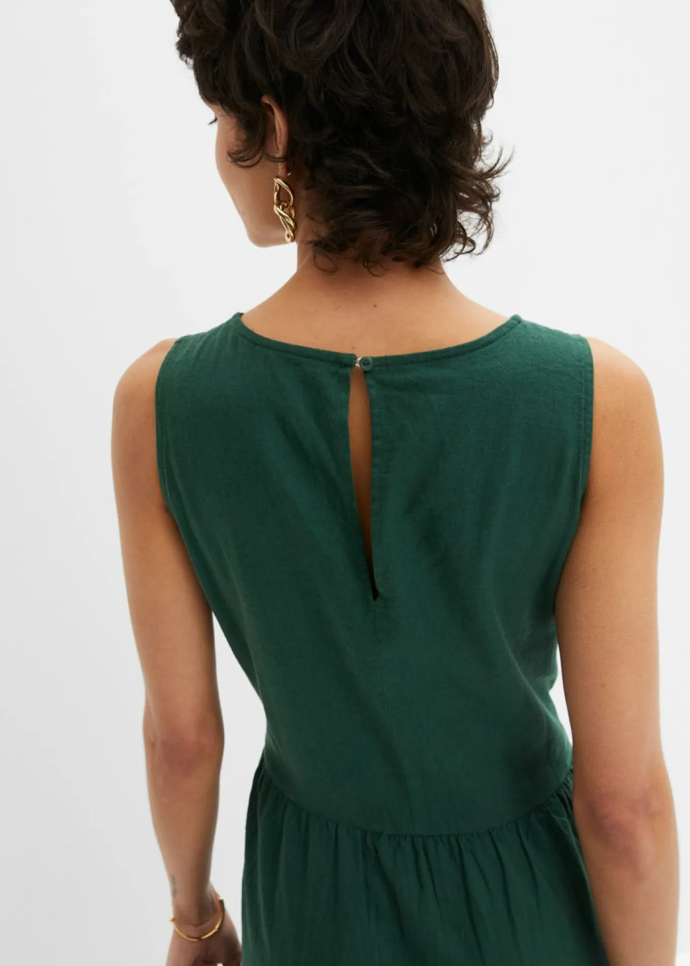 Vestido largo de mezcla ligera de lino y viscosa