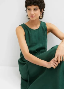 Vestido largo de mezcla ligera de lino y viscosa