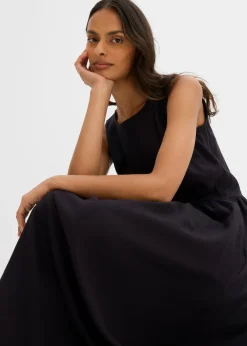 Vestido largo de mezcla ligera de lino y viscosa