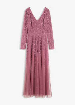 Vestido largo de noche con lentejuelas
