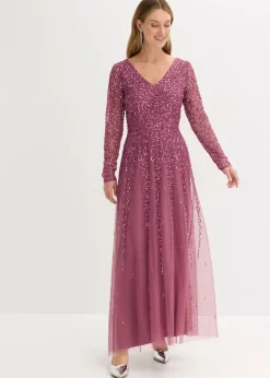 Vestido largo de noche con lentejuelas