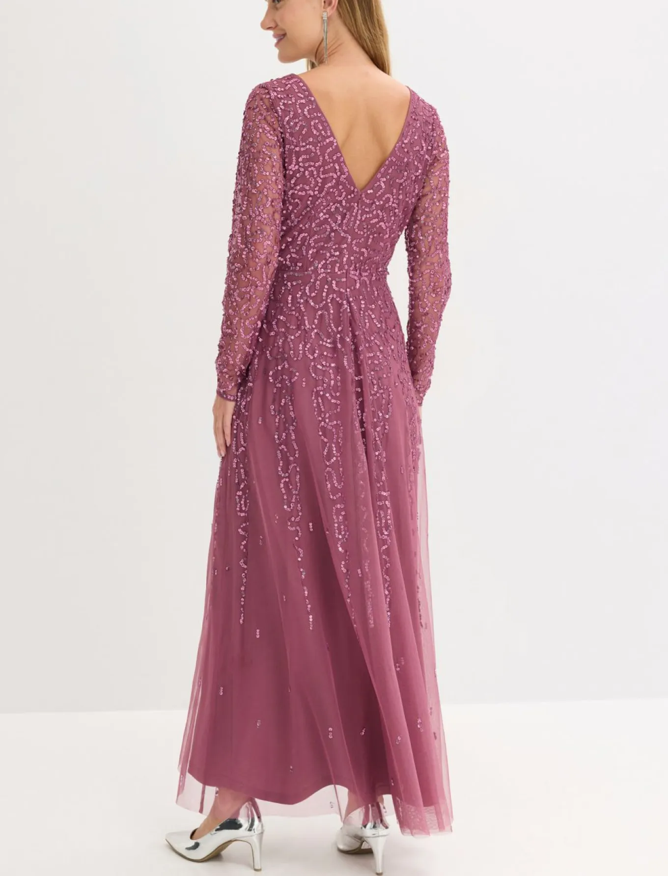 Vestido largo de noche con lentejuelas