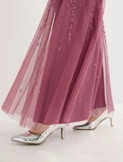 Vestido largo de noche con lentejuelas