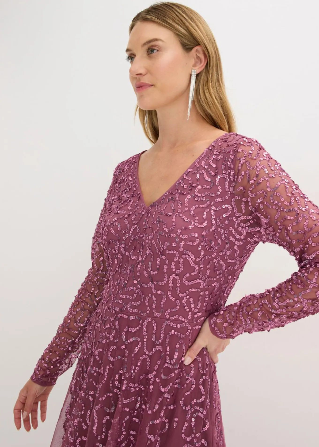 Vestido largo de noche con lentejuelas