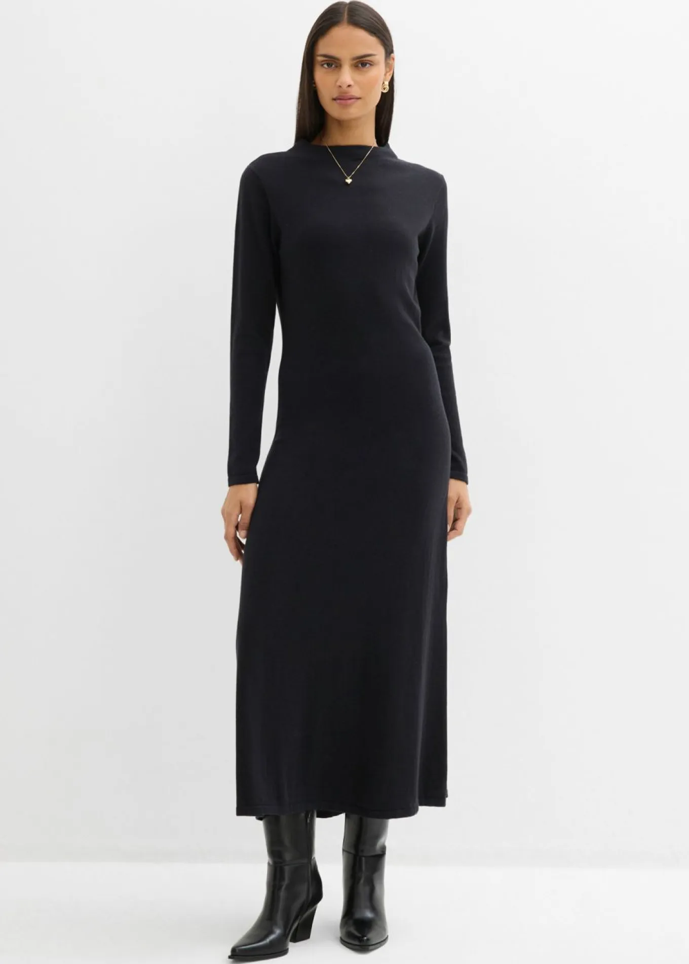 Vestido largo de punto fino con cachemir