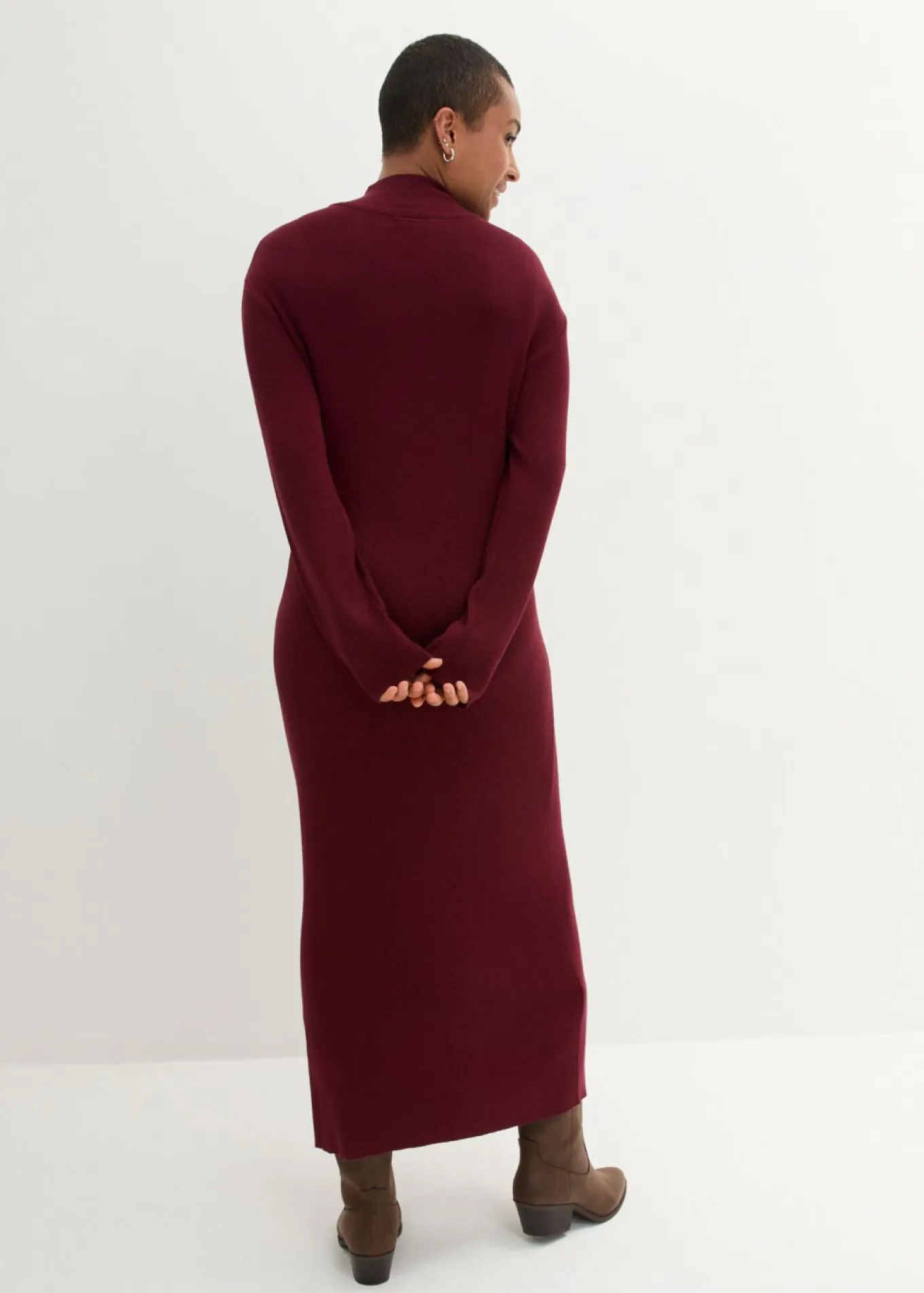 Vestido largo de punto fino de mezcla de viscosa fluida