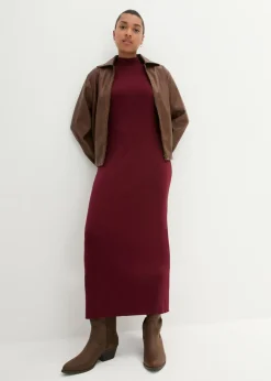 Vestido largo de punto fino de mezcla de viscosa fluida