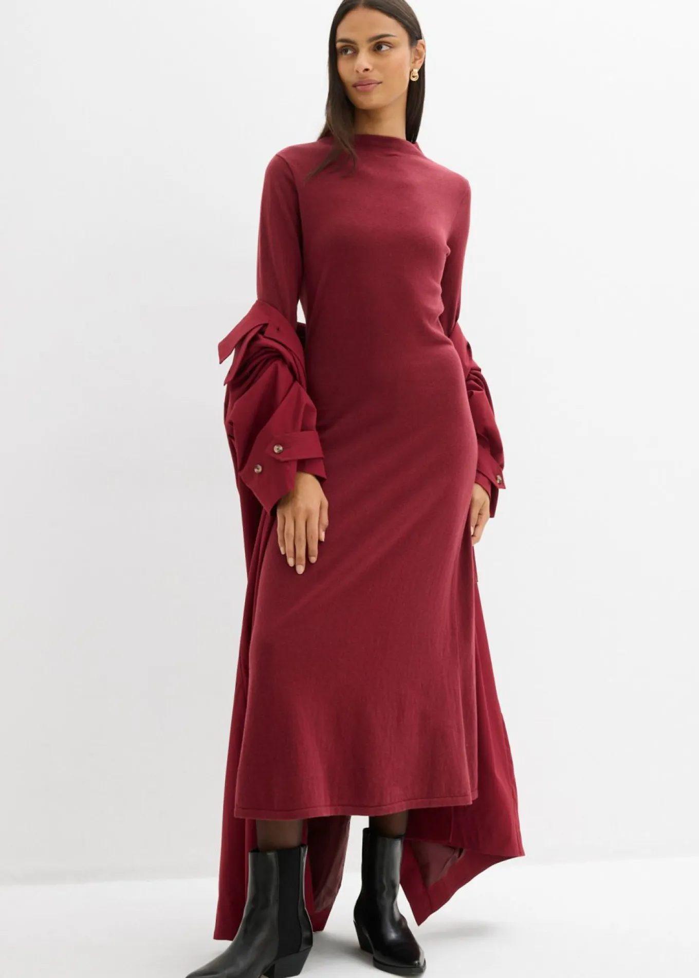 Vestido largo de punto fino con cachemir