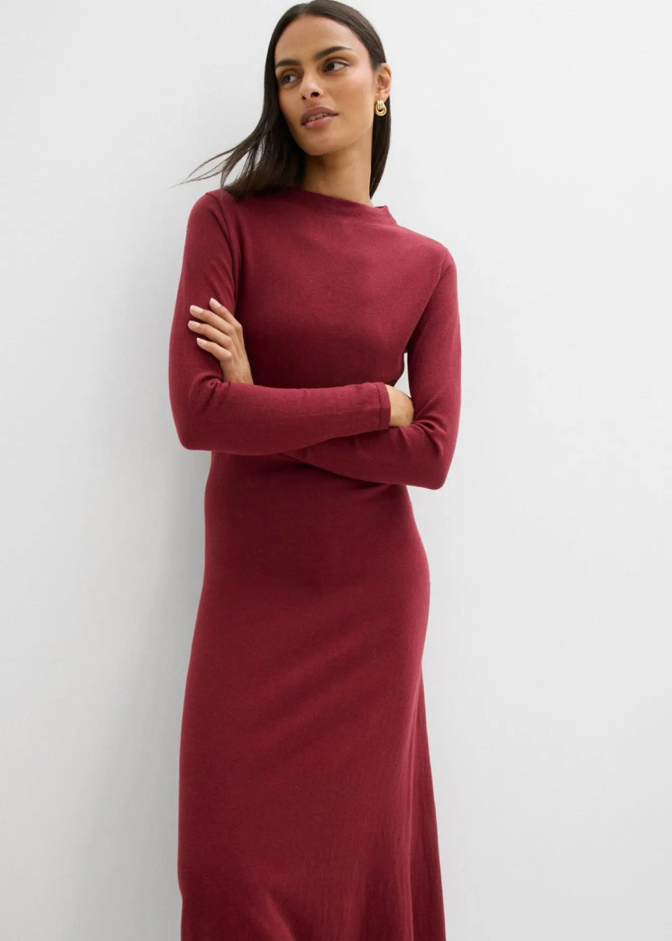 Vestido largo de punto fino con cachemir