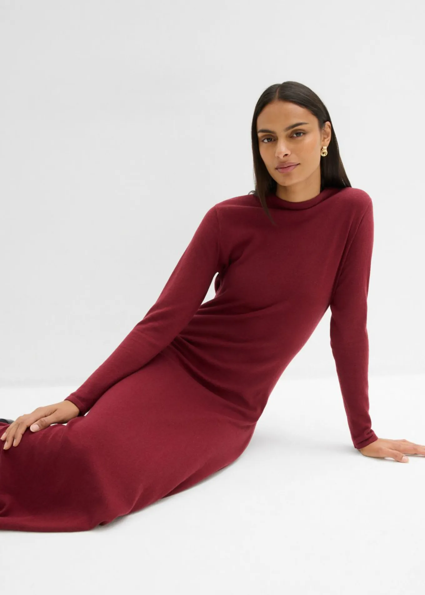 Vestido largo de punto fino con cachemir