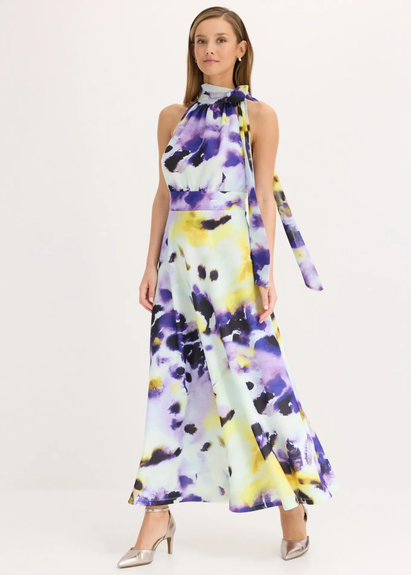 Vestido largo de tejido de neopreno firme