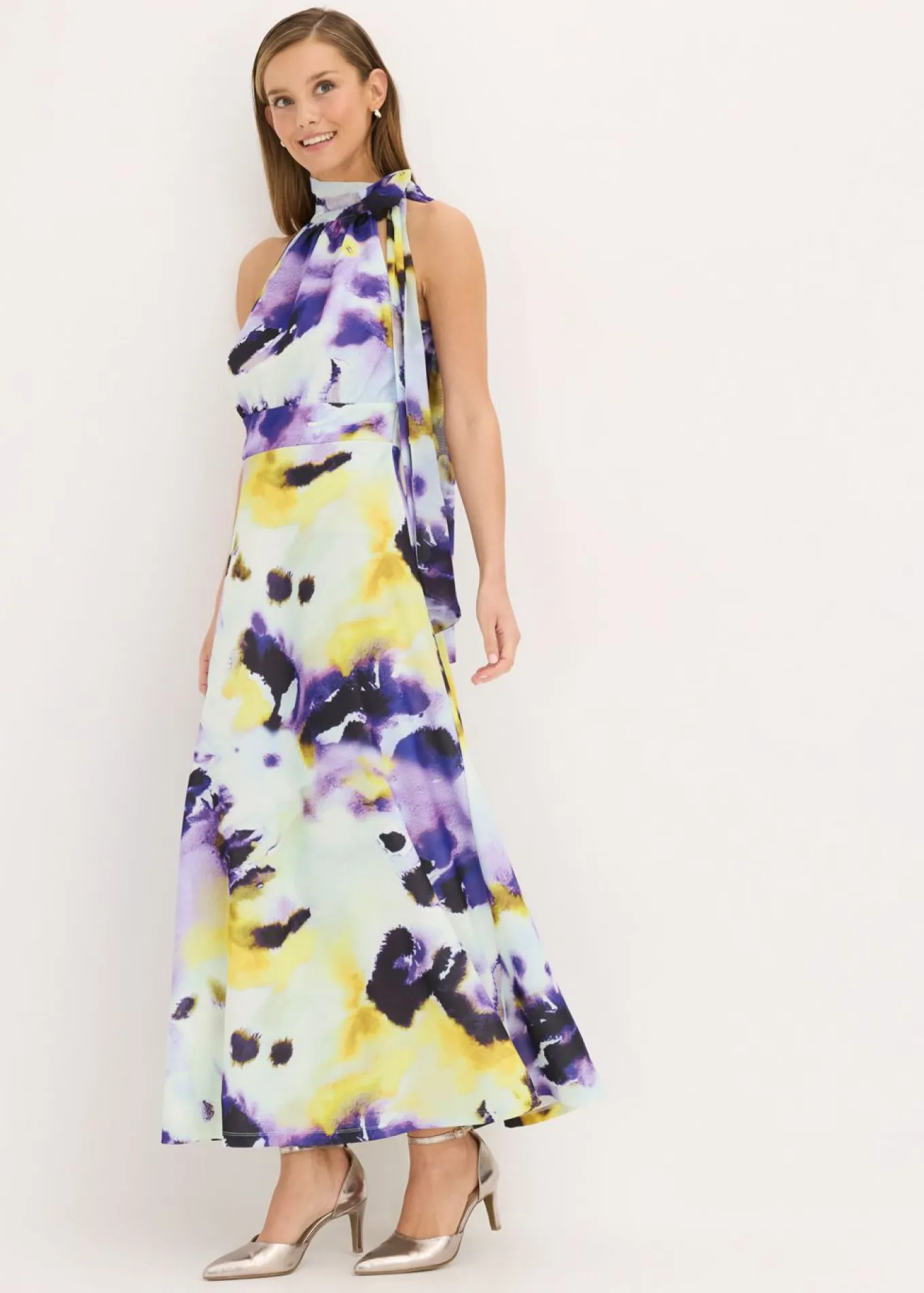 Vestido largo de tejido de neopreno firme