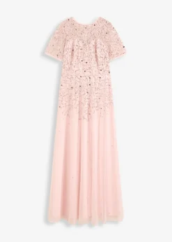 Vestido largo de tul delicado con bordado de lentejuelas
