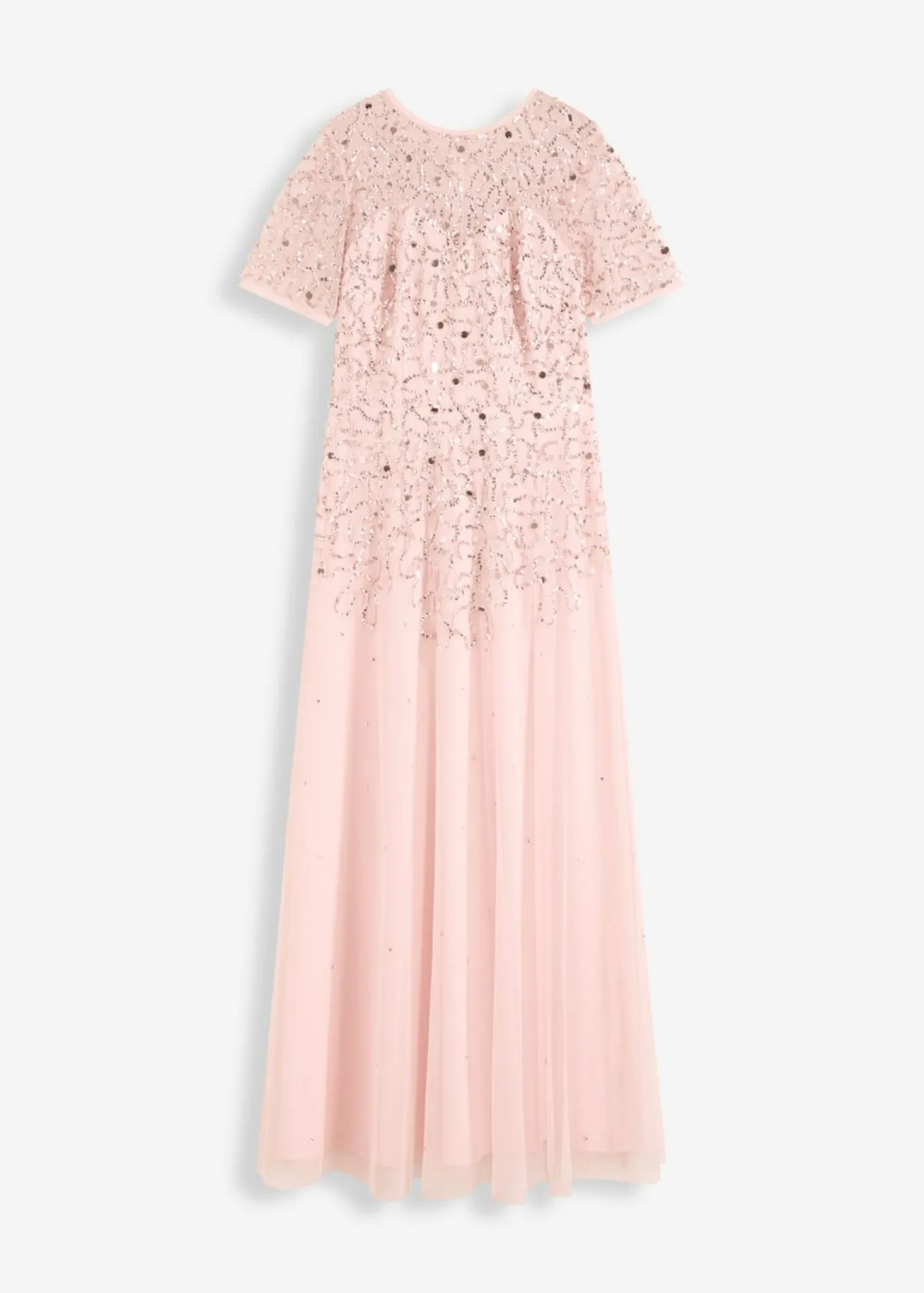 Vestido largo de tul delicado con bordado de lentejuelas