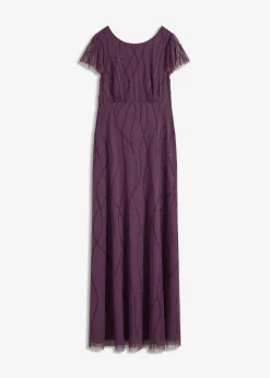 Vestido largo de tul delicado con bordado de perlas