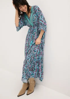 Vestido largo estampado de viscosa fluida