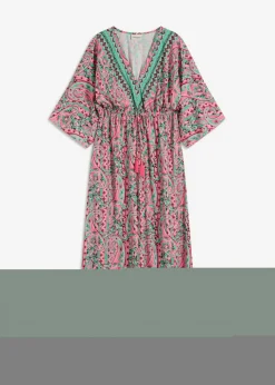 Vestido largo estampado de viscosa fluida