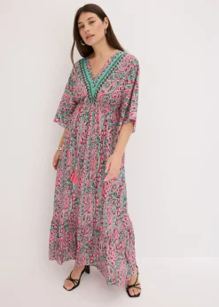 Vestido largo estampado de viscosa fluida