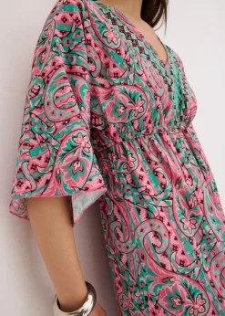 Vestido largo estampado de viscosa fluida
