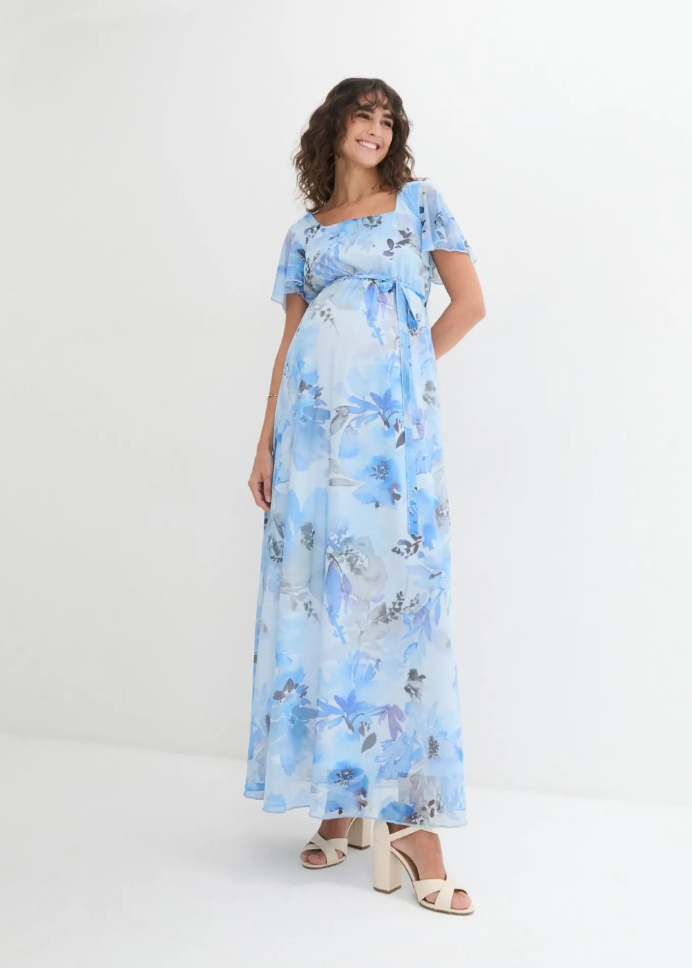 Vestido largo premamá de malla delicada