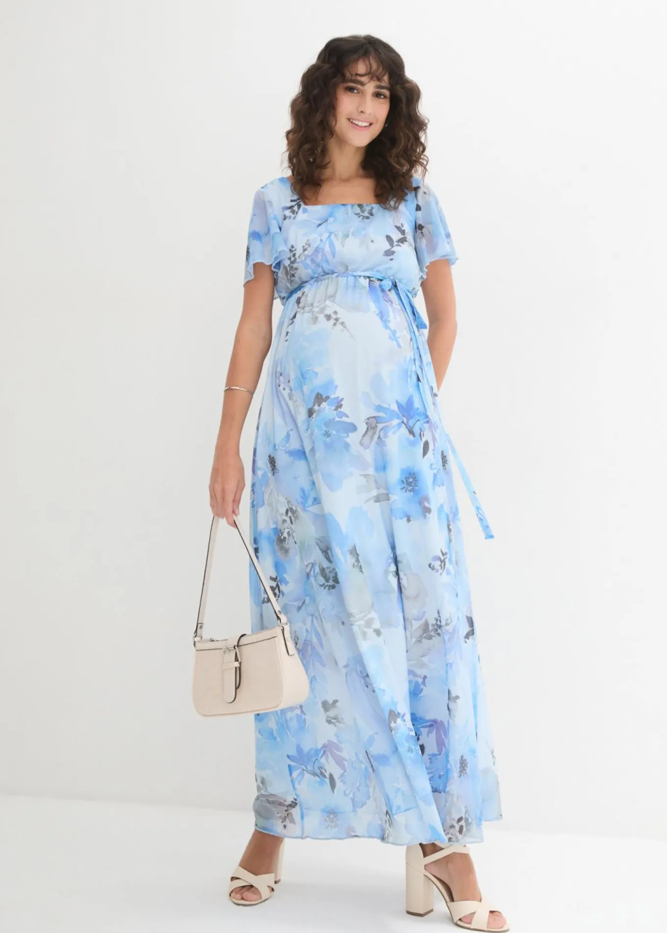 Vestido largo premamá de malla delicada