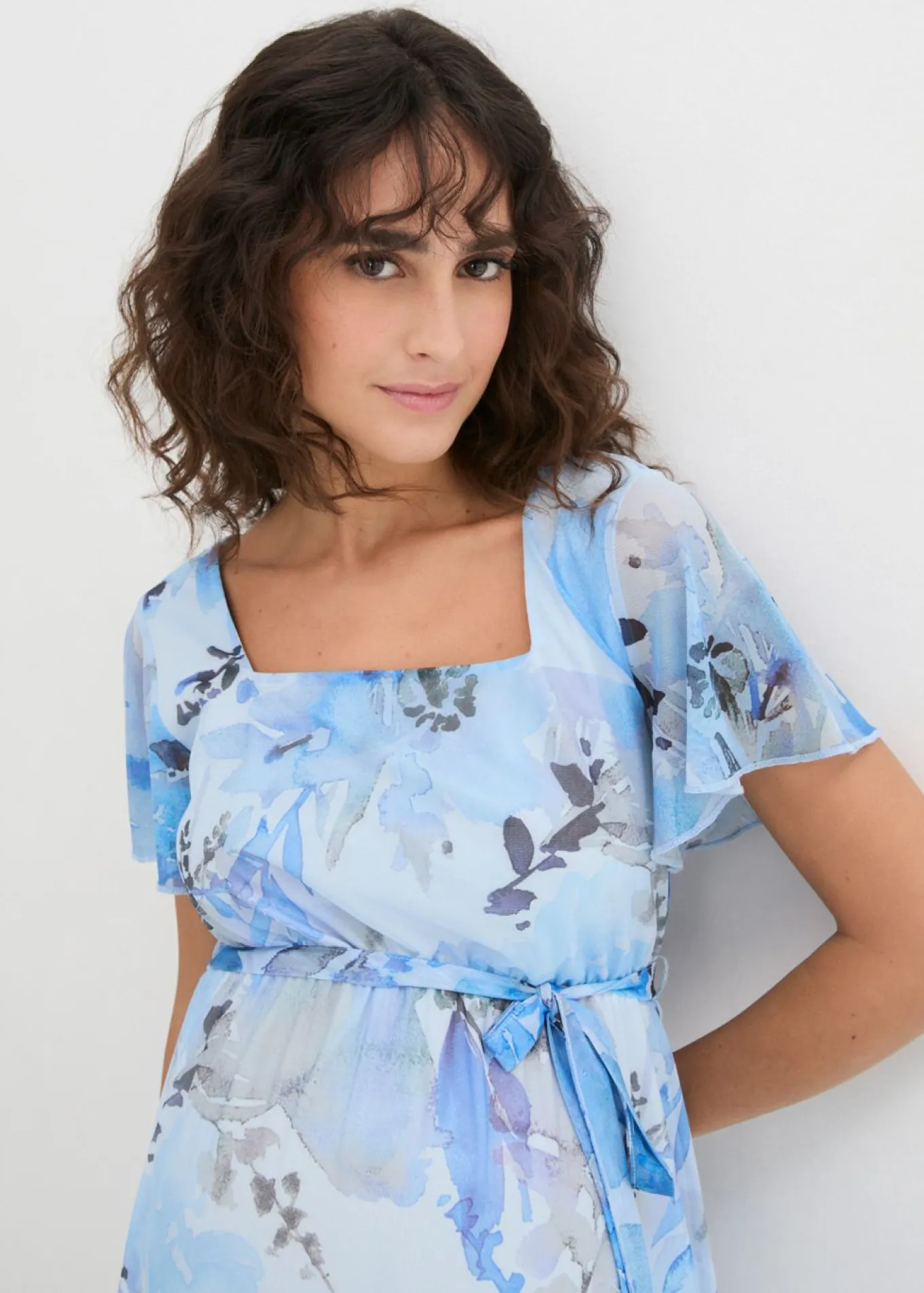 Vestido largo premamá de malla delicada