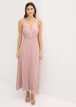 Vestido maxi con bordado de lentejuelas