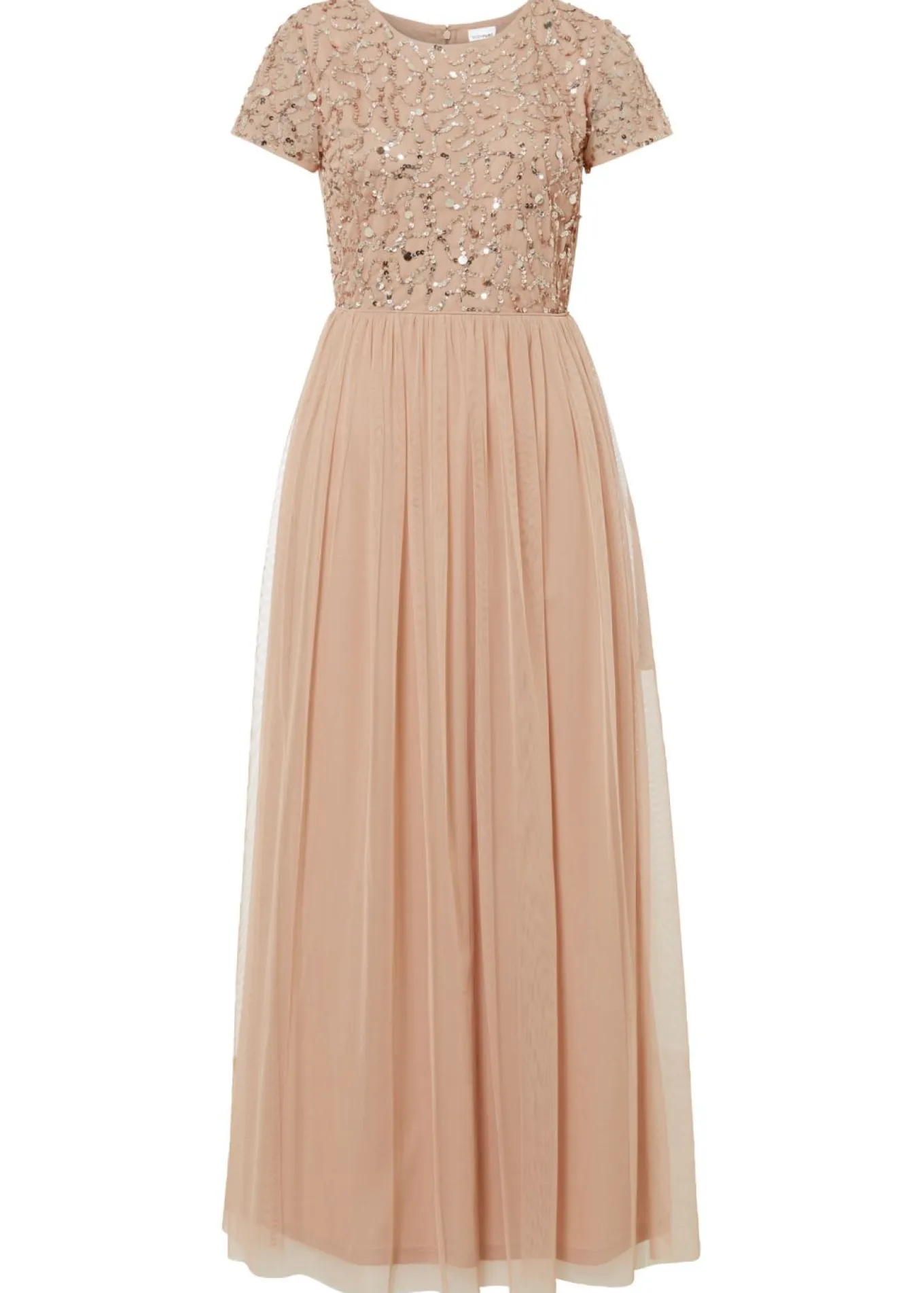 Vestido maxi con bordado de lentejuelas