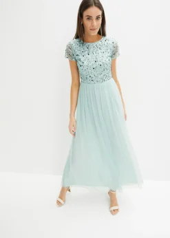 Vestido maxi con bordado de lentejuelas
