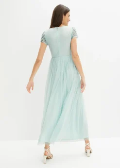 Vestido maxi con bordado de lentejuelas
