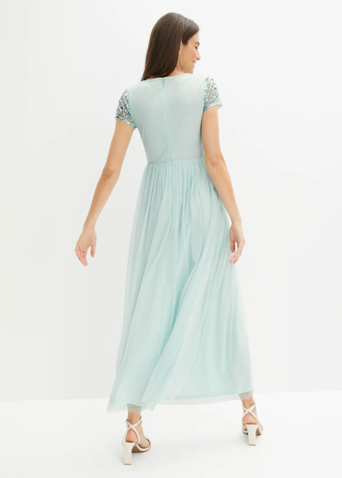 Vestido maxi con bordado de lentejuelas