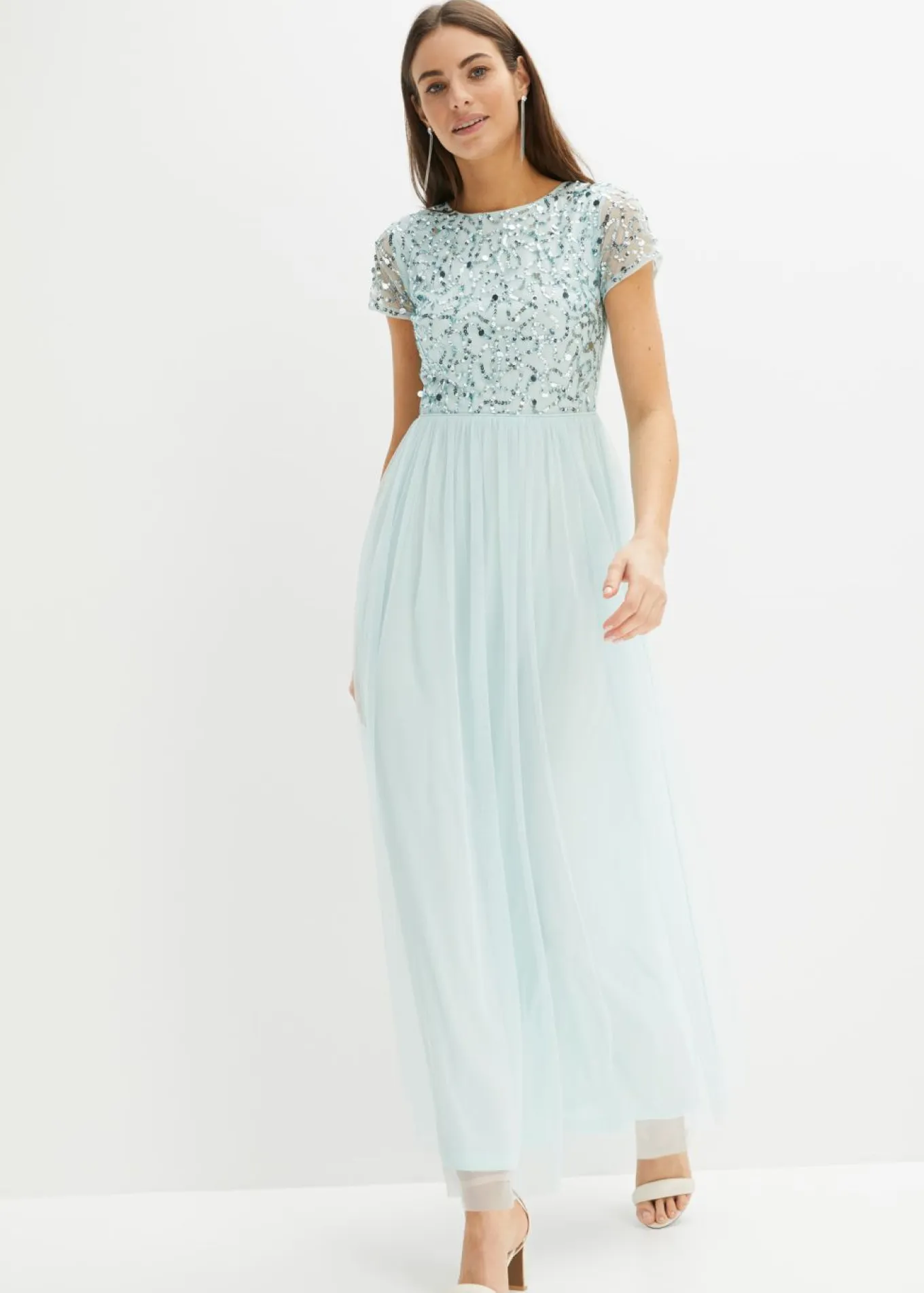 Vestido maxi con bordado de lentejuelas
