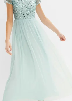 Vestido maxi con bordado de lentejuelas