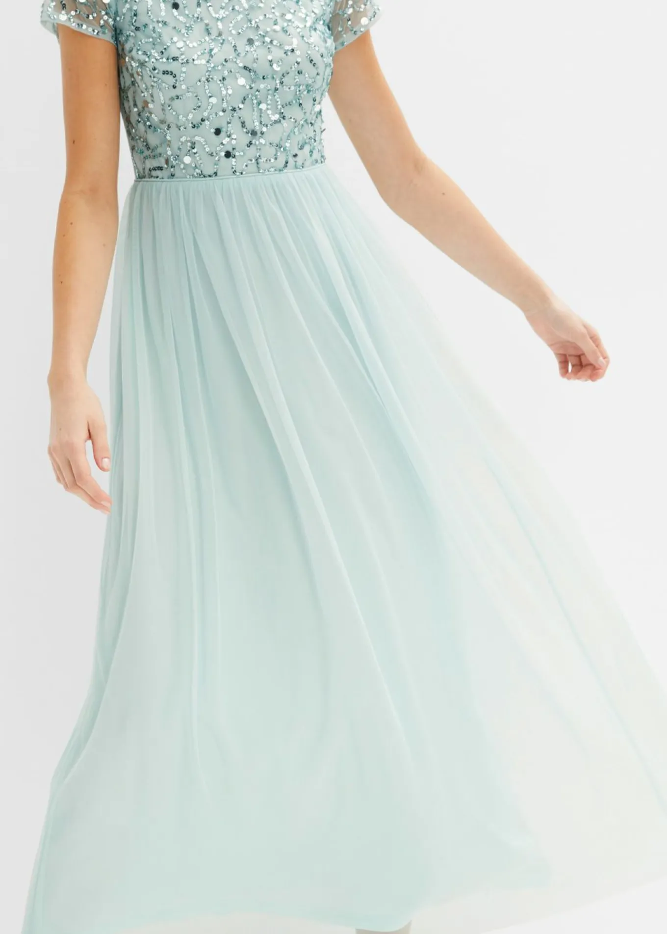 Vestido maxi con bordado de lentejuelas