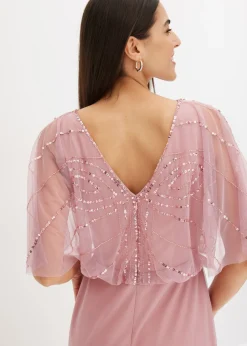 Vestido maxi de tul fino con bordado de lentejuelas