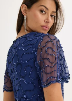 Vestido maxi de tul fino con bordado de lentejuelas